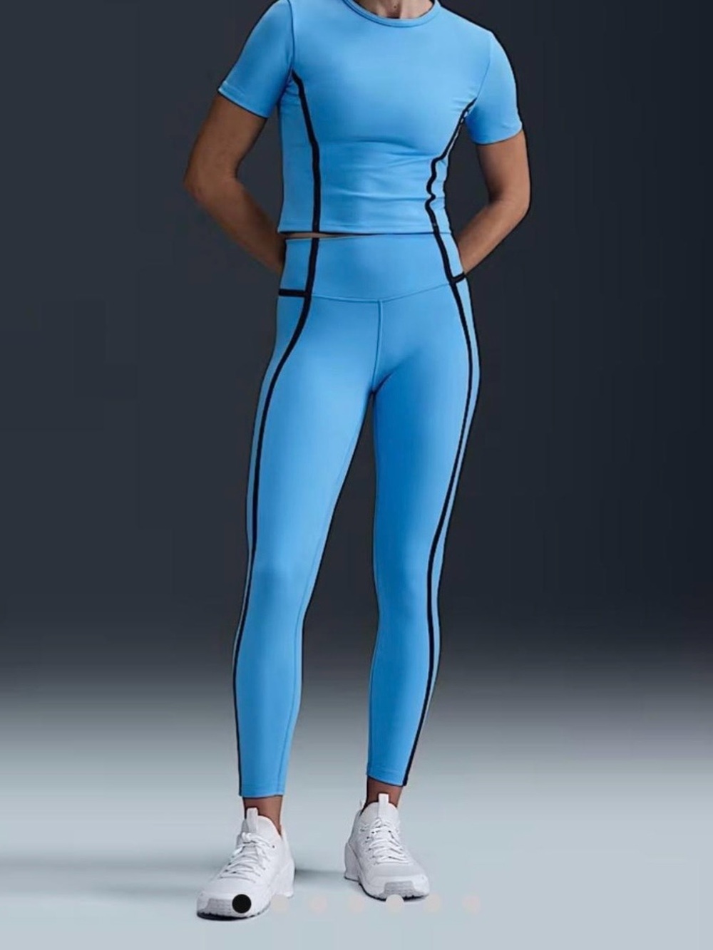 Nike Light Blue Dri-FIT Leggings with Black Swoosh